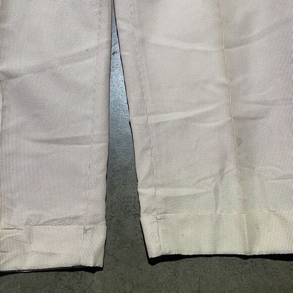 Vintage 60s Orange Seersucker Nylon Striped Pants 32x30 - Picture 2 of 7